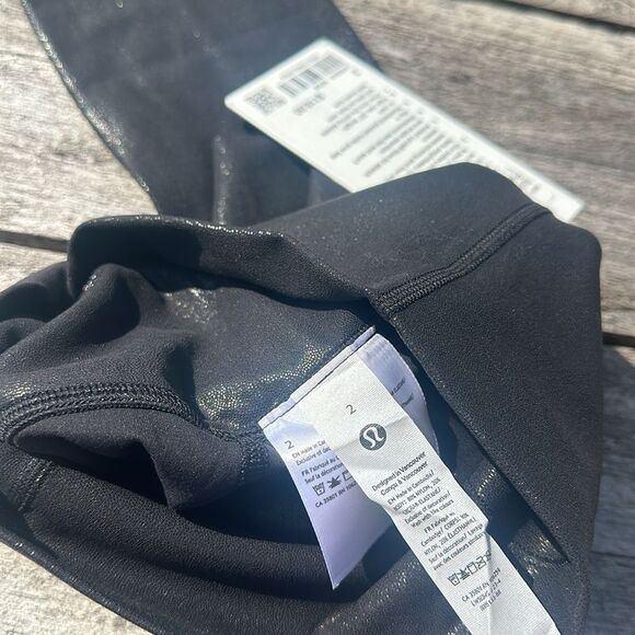 Lululemon Align High-Rise Pant 25" Shine size 2 NWT Radiate Foil Print Black - Picture 5 of 6